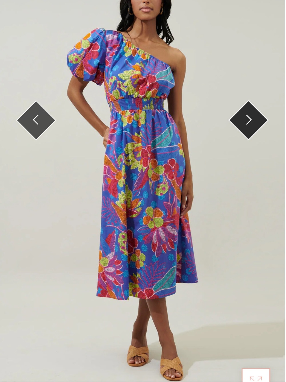 Sugarlips Amazonia Blue Bridgette One Shoulder Midi Dress - Picture 11 of 13